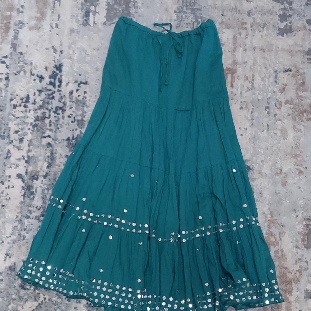 Magic Blue Tiered Maxi Skirt Resort Wear